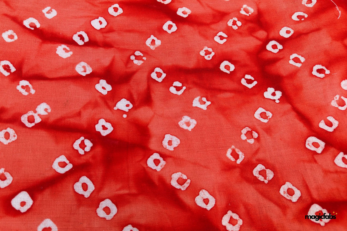 Orange Bandhani Print Cotton Fabric
