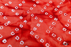 Orange Bandhani Print Cotton Fabric