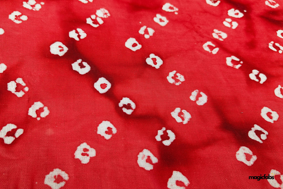 Peach Bandhani Print Cotton Fabric