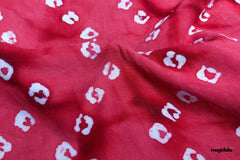 Peach Bandhani Print Cotton Fabric