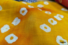 Soft Yellow Bandhani Print Cotton Fabric