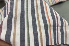 Multicolour Recycled Seersucker Stripe Fabric (White Base)