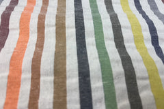 Multicolour Recycled Seersucker Stripe Fabric (White Base II)
