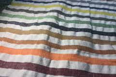 Multicolour Recycled Seersucker Stripe Fabric (White Base II)