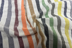 Multicolour Recycled Seersucker Stripe Fabric (White Base II)