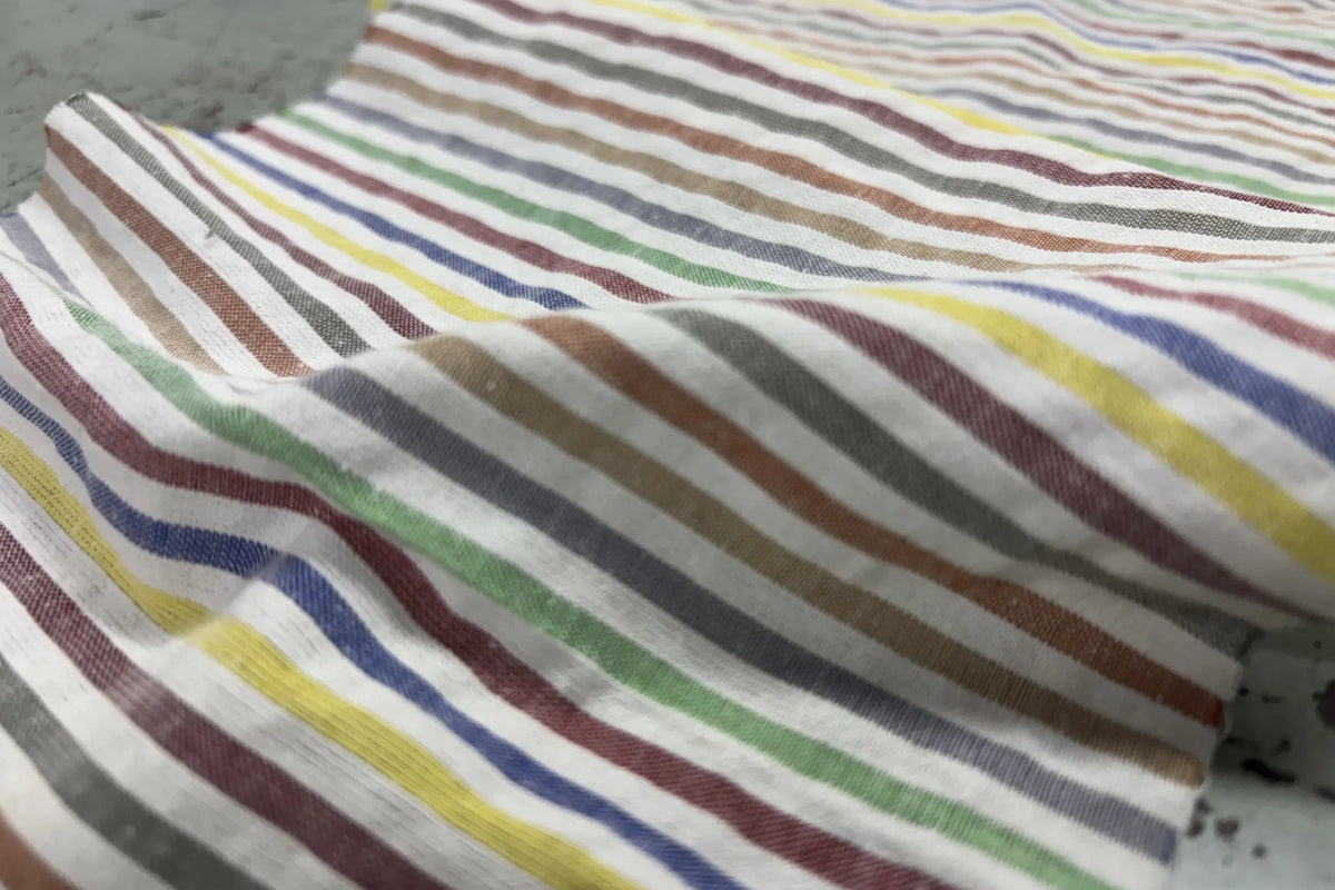 Multicolour Recycled Seersucker Pinstripe Fabric (Variant IV)