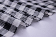 Black & White Recycled Seersucker Candy Check Recycled Yarn Fabric