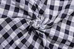 Black & White Recycled Seersucker Candy Check Recycled Yarn Fabric