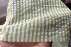 Light Green Recycled Seersucker Pinstripe Fabric