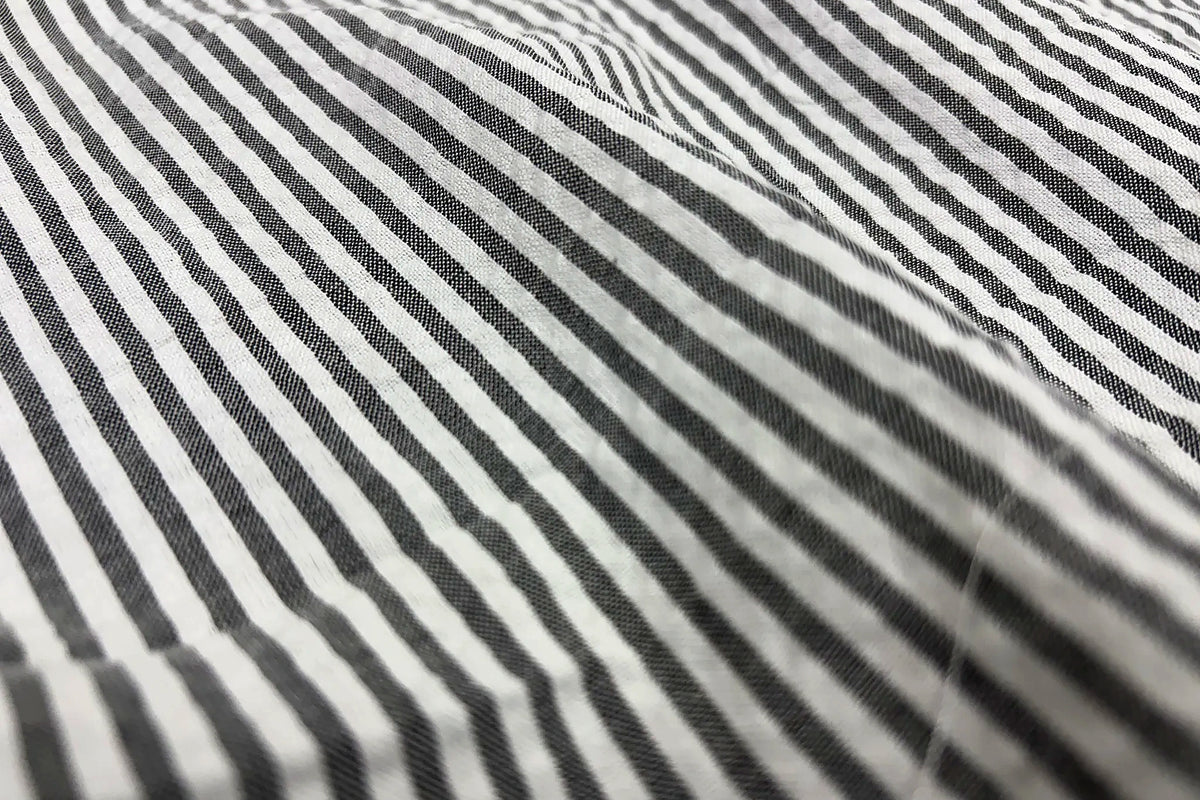 Black Recycled Seersucker Pinstripe Fabric