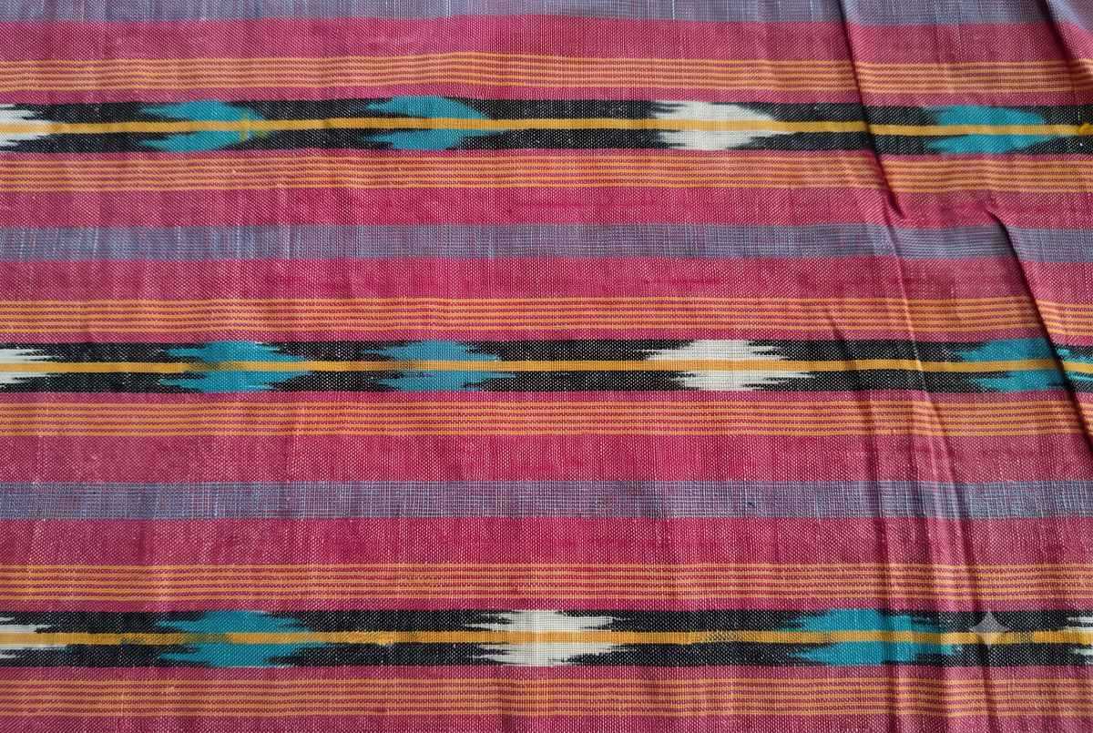 Red & Orange Handloom Ikat Cotton Fabric