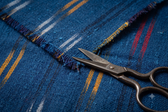 Blue Handloom Ikat Cotton Fabric