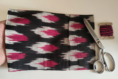 Black & Red Handloom Ikat Cotton Fabric