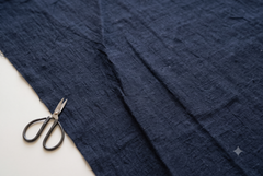 Navy Blue Handloom Slub Jacquard Border Cotton Fabric