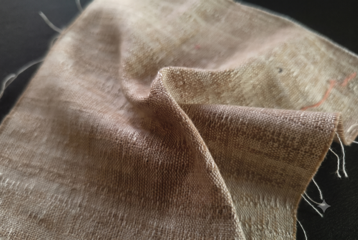 Beige Handloom Jacquard Dobby Cotton Fabric