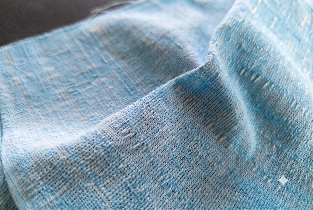 Powder Blue Handloom Jacquard Dobby Cotton Fabric