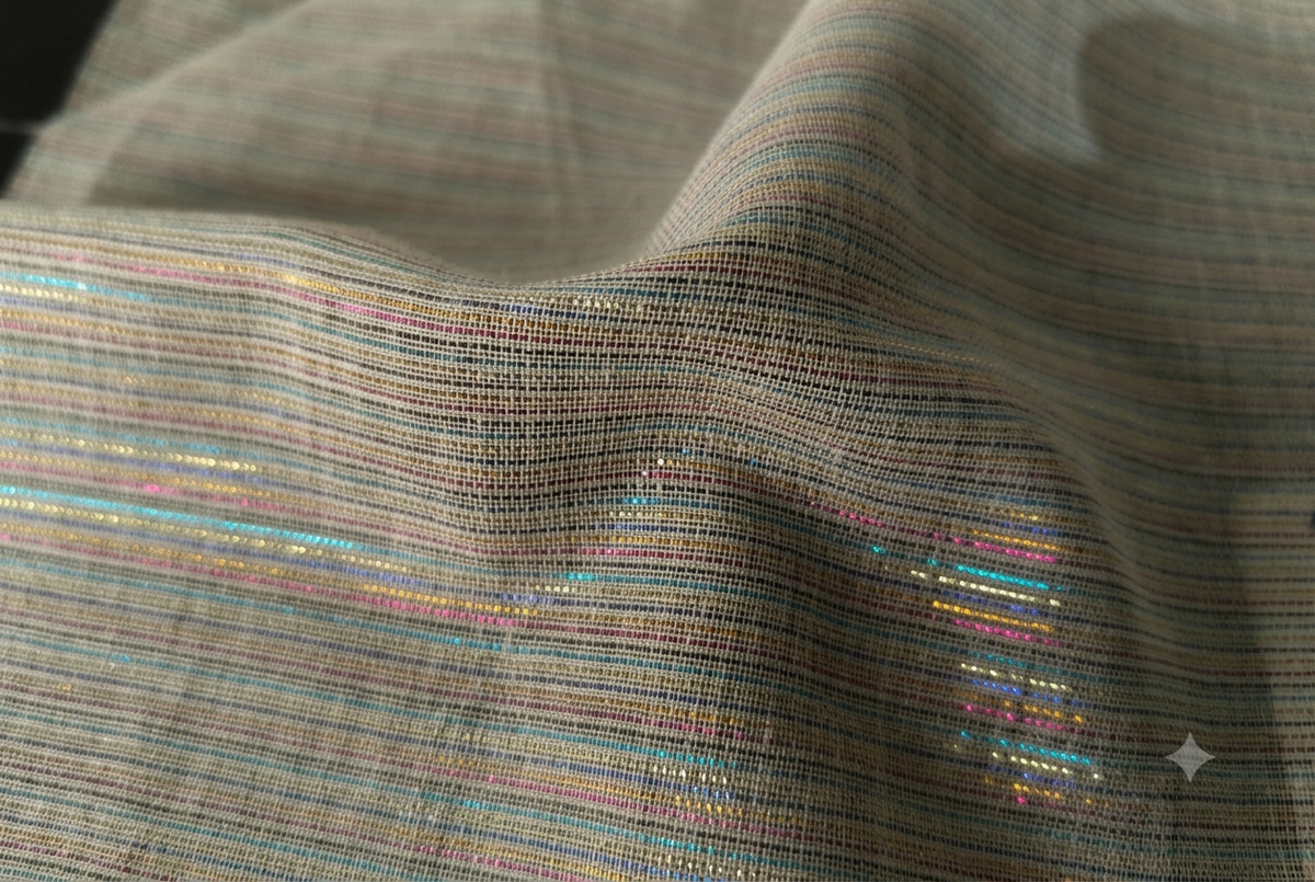 Multicolour Lurex Stripe Cotton Fabric