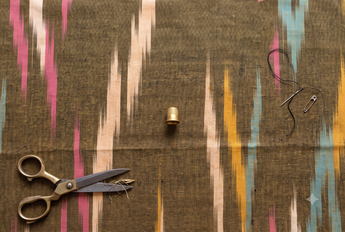 Brown Handloom Ikat Cotton Fabric