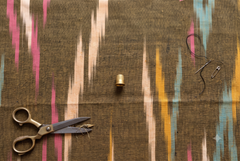 Brown Handloom Ikat Cotton Fabric