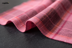 Burnt Pink & Magenta Cotton Reversible Madras Checks Fabric