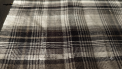 White & Olive Cotton Reversible Madras Checks Fabric