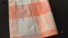 White & Peach Orange Cotton Mul TomTom Checks Fabric