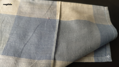 White & Powder Blue Cotton Mul TomTom Checks Fabric
