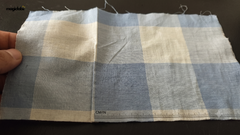 White & Powder Blue Cotton Mul TomTom Checks Fabric