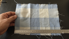 White & Powder Blue Cotton Mul TomTom Checks Fabric