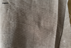 White & Olive Cotton Crepe Houndstooth Fabric