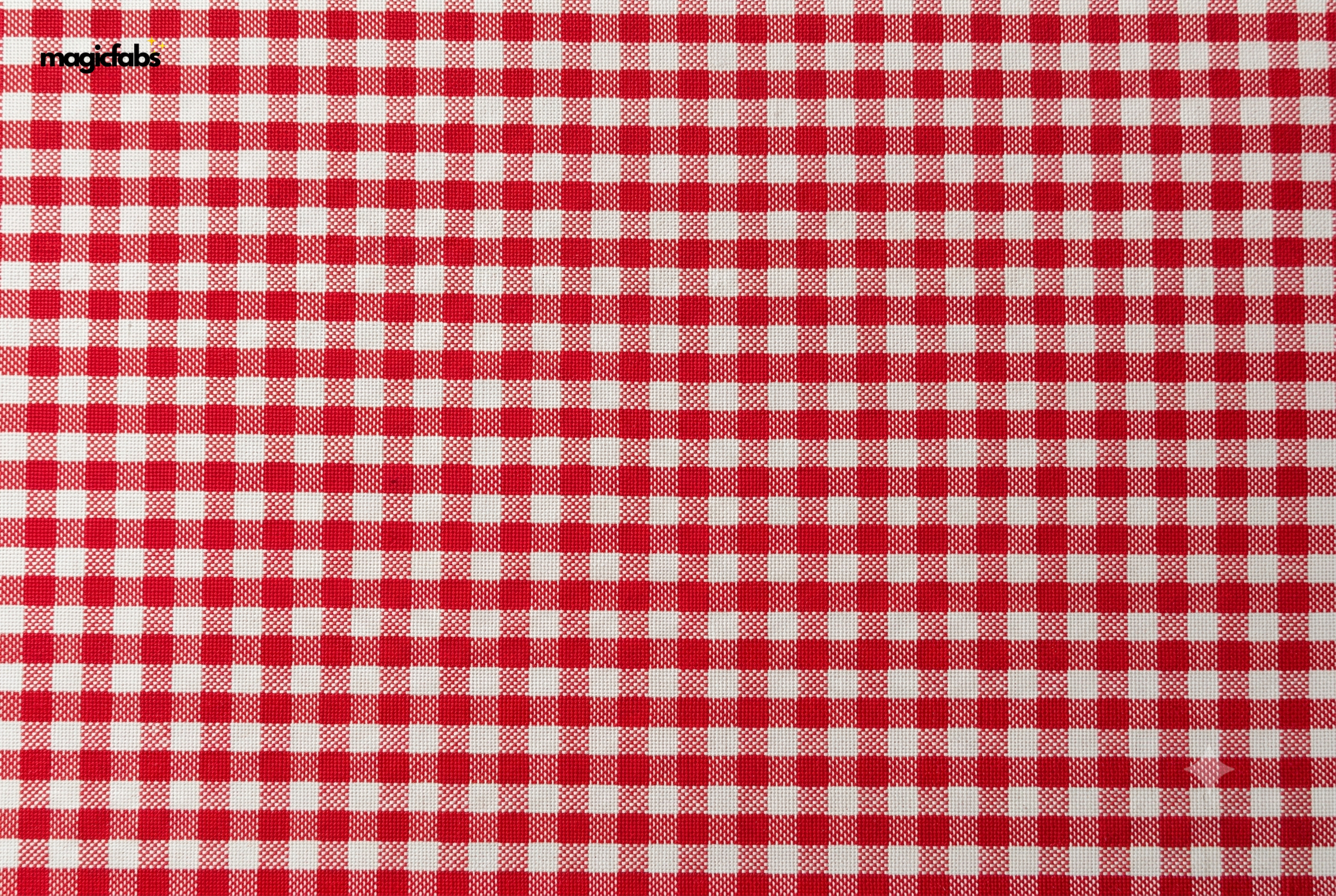 White & Red Cotton Seersucker Gingham Checks Fabric