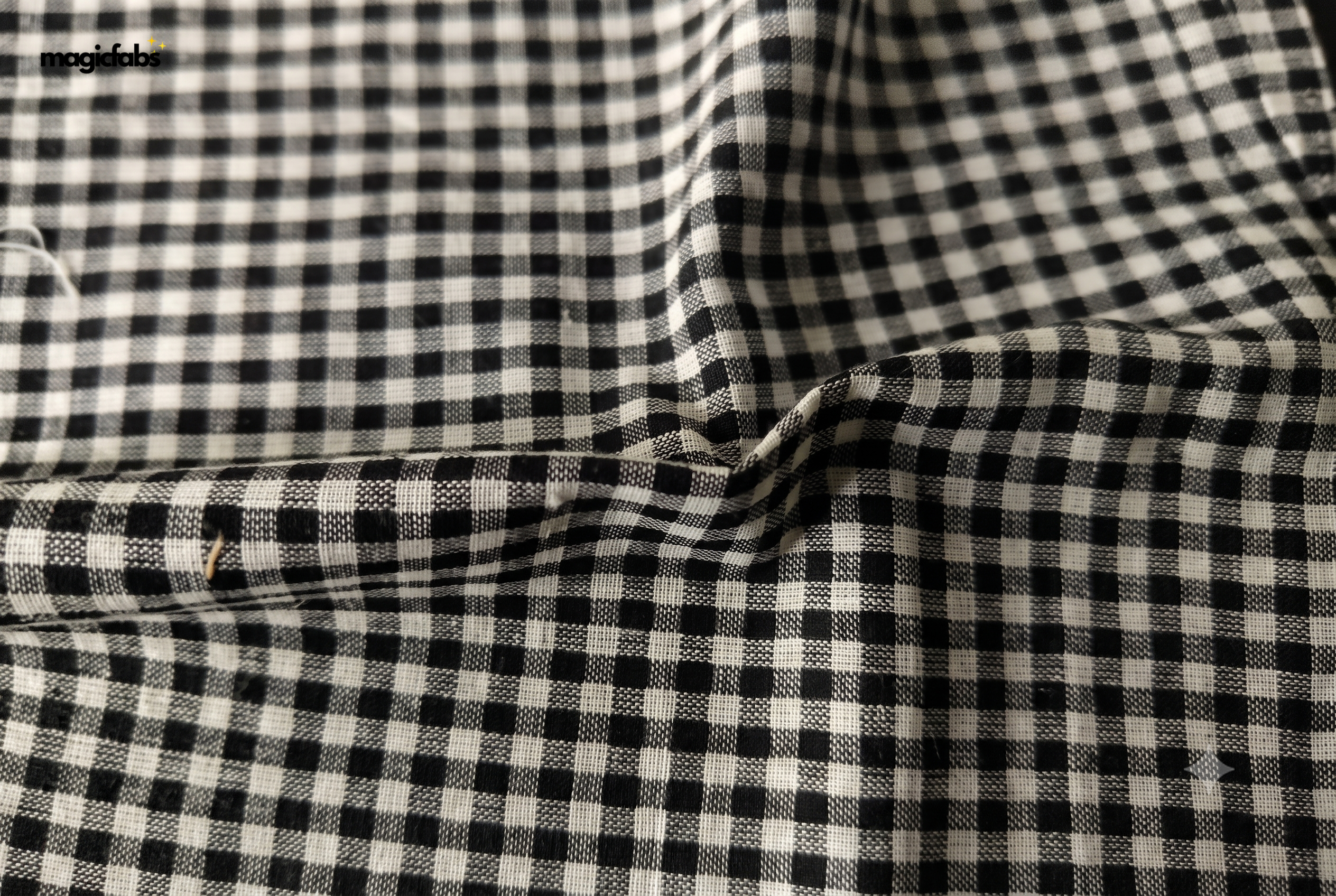 White & Black Cotton Gingham Checks Fabric