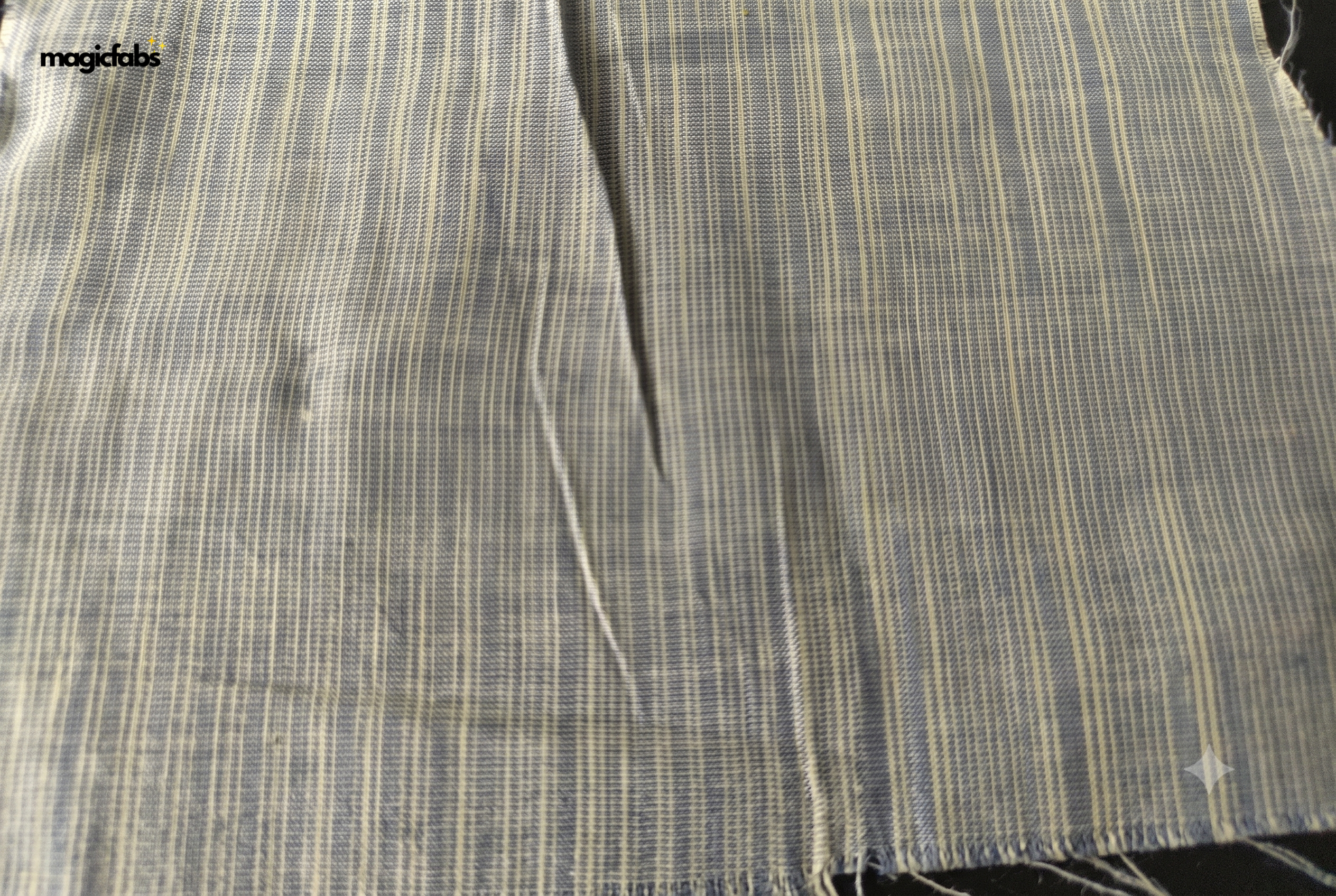 White & Blue Cotton Katari Ikat Fabric