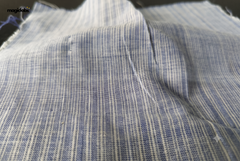 White & Blue Cotton Katari Ikat Fabric