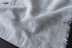 White & Blue Cotton Katari Ikat Fabric