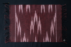 Brown & White Cotton Hand Loom Ikat Fabric