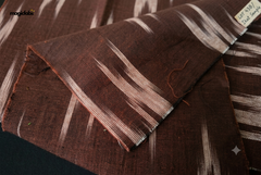 Brown & White Cotton Hand Loom Ikat Fabric