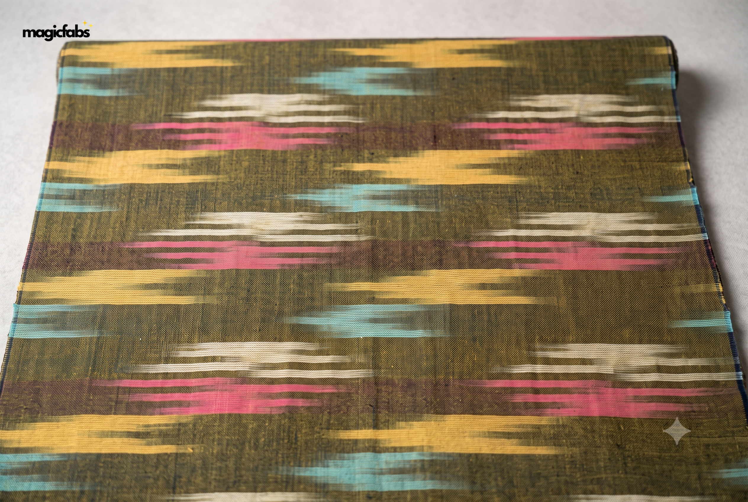 Earthy Brown & Multicolour Cotton HL Ikat Fabric