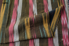 Earthy Brown & Multicolour Cotton HL Ikat Fabric