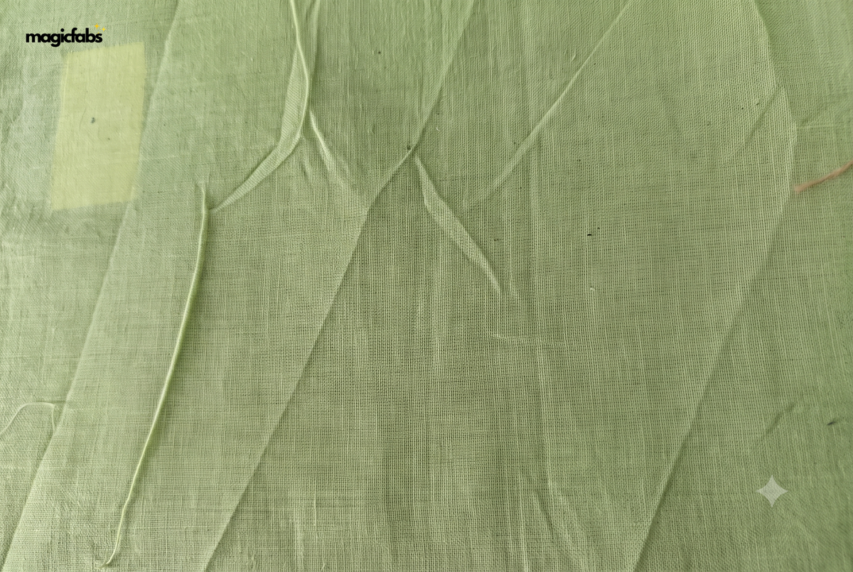 Light Fluorescent Green Cotton Mangalgiri Chambray Fabric