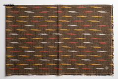 Earthy Brown, Orange & Gold Cotton Hand Loom Ikat Fabric