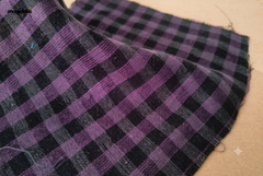 Black & Purple Reversible Gingham Checks with Stripes Fabric