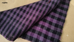 Black & Purple Reversible Gingham Checks with Stripes Fabric