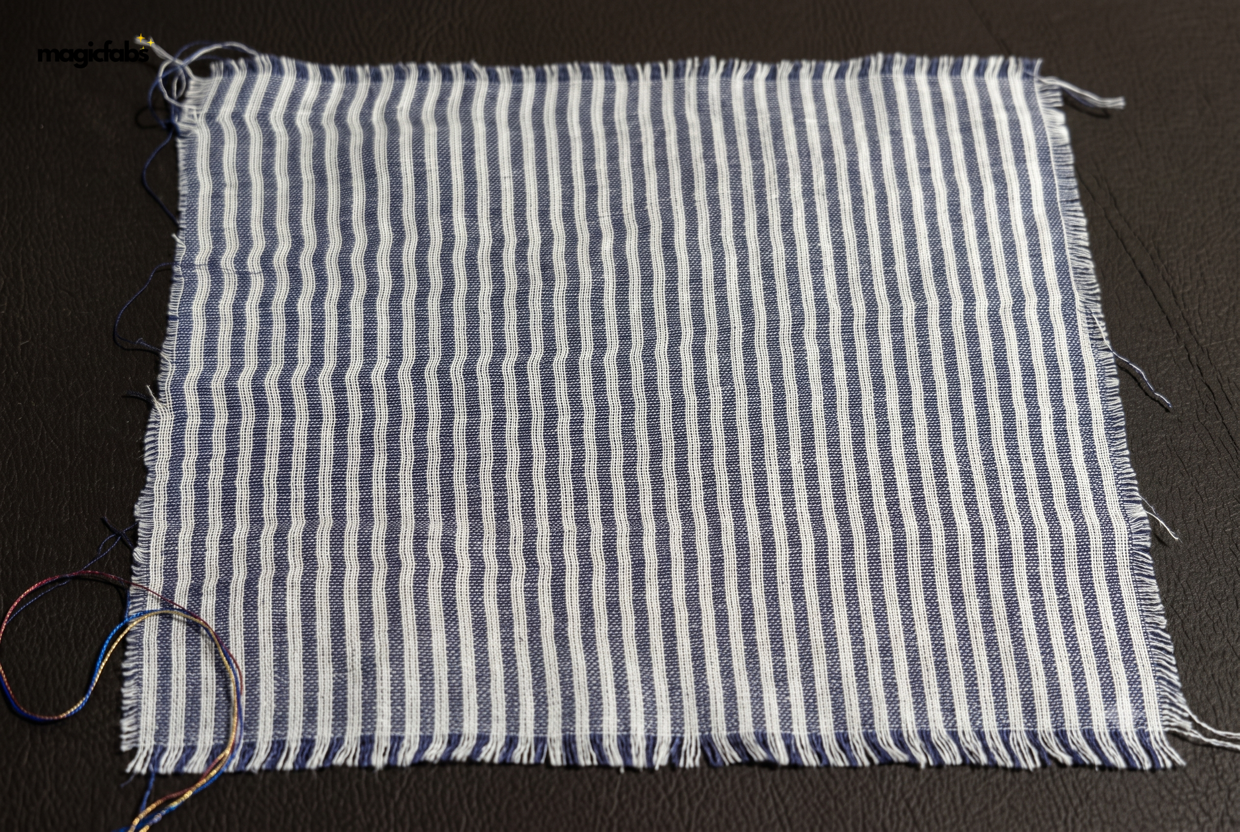 White & Navy Reversible Pin Stripe with Plain Fabric