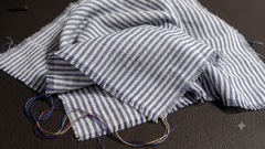 White & Navy Reversible Pin Stripe with Plain Fabric