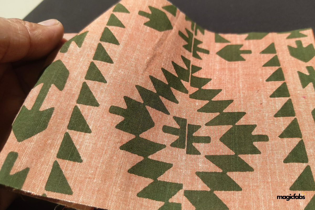 Aztec Print Slub Chambray Cotton Fabric