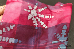 Leaf Batik Tie Dye Print Madras Checks Cotton Fabric