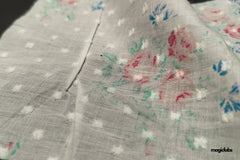 White Floral Print Butta Dobby Cotton Fabric