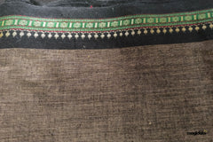 Earthy Grey & Black Green Handloom Mangalagiri Cotton Fabric