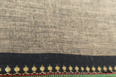 Earthy Grey & Black Green Handloom Mangalagiri Cotton Fabric